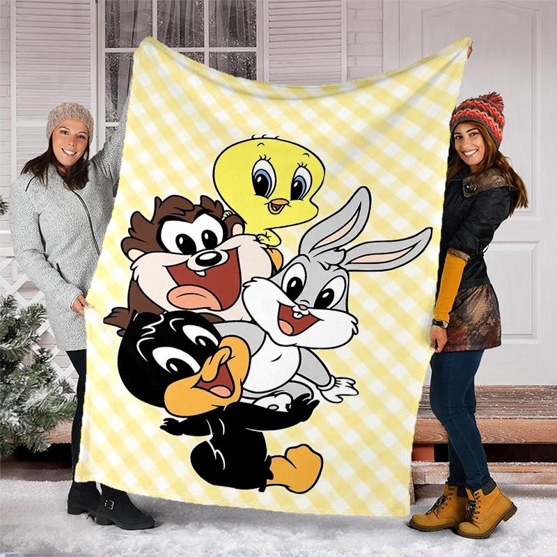 Looney Tunes Theme Printed Blanket - Perfect for Couch, Bed, Travel & Outdoor Use | Machine Washable, Cozy & Durable.