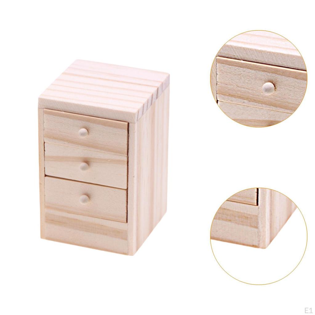 1/12 Scale Dollhouse Night Stand Bedside Table Mini Furnishings for DIY Model