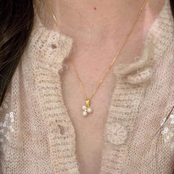 French Luxury S925 Sterling Silver Grape Pearl Necklace for Women – Elegant High-End Clavicle Chain