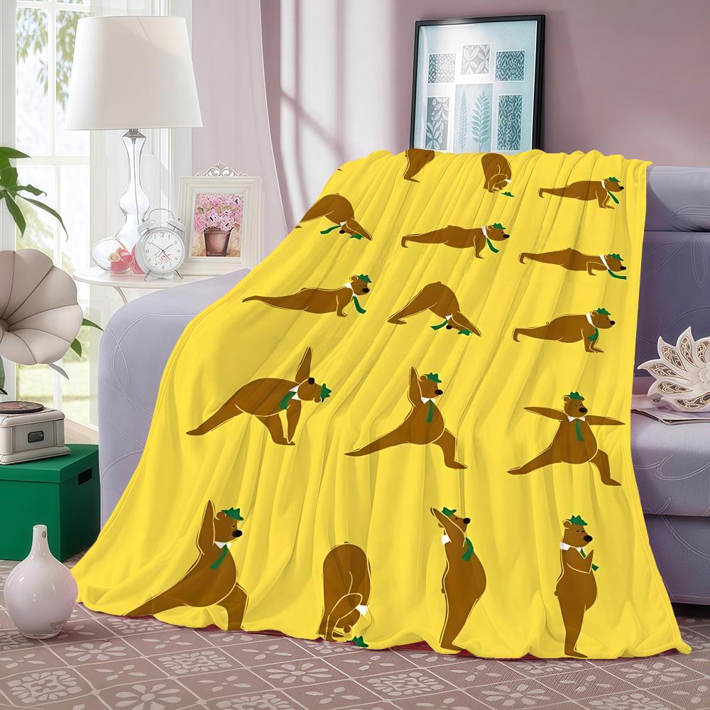 Kreskówka Y-Yogi Bear Koc Rzutowy Lekki 240g Flanelowy Miękki Przyjazny dla Skóry na Letnie Chłodzenie