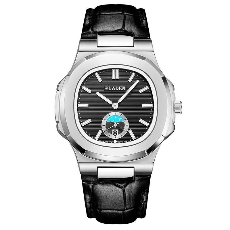 PLADEN Mens Quartz Watch Stainless Steel Waterproof Luminous Casual Sports Wristwatch