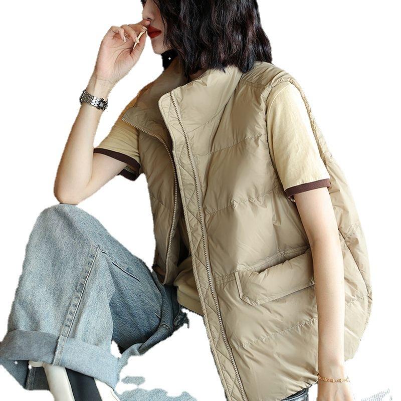 Down Cotton Stand-up Vest In Spring and Autumn Wears A Small Fashion and Keeps Warm with A Slim Vest