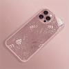 Kreatives Rosa Blumenpflanzen Muster Metallische Farbe Glas Handyhülle Für iPhone 11 12 13 14 15 16 17 Pro Max Plus 16E 17Air Hülle