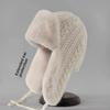 Women'S Knit Hat With Extended Ear Flaps - Windproof Winter Cap For Cycling Korean Style Thickened Tie-Fastened Design