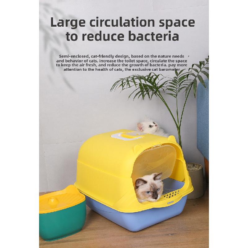 Extra-large fully enclosed cat litter box, anti-splash cat litter tray, cat toilet with UV sterilization, cat litter cabinet, pet supplies