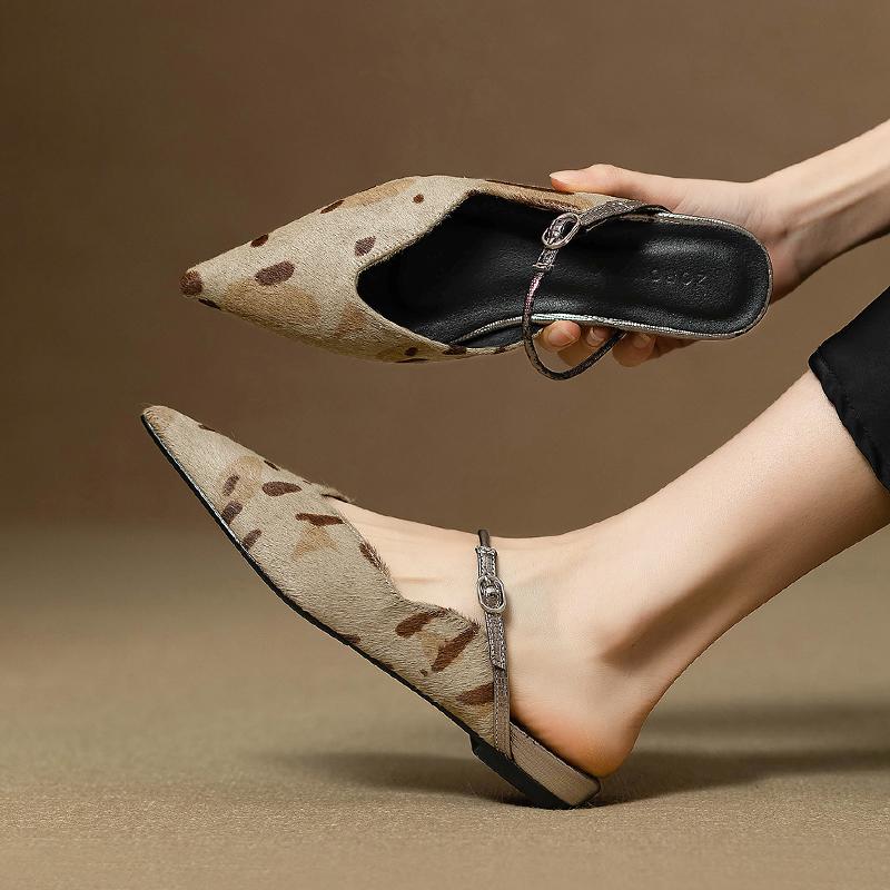 Flats Women Slippers Pointed Toe Shoes Slingback Dress Mules Shoes Summer 2025 New Elegant Sandals Femme Luxury Zapatos