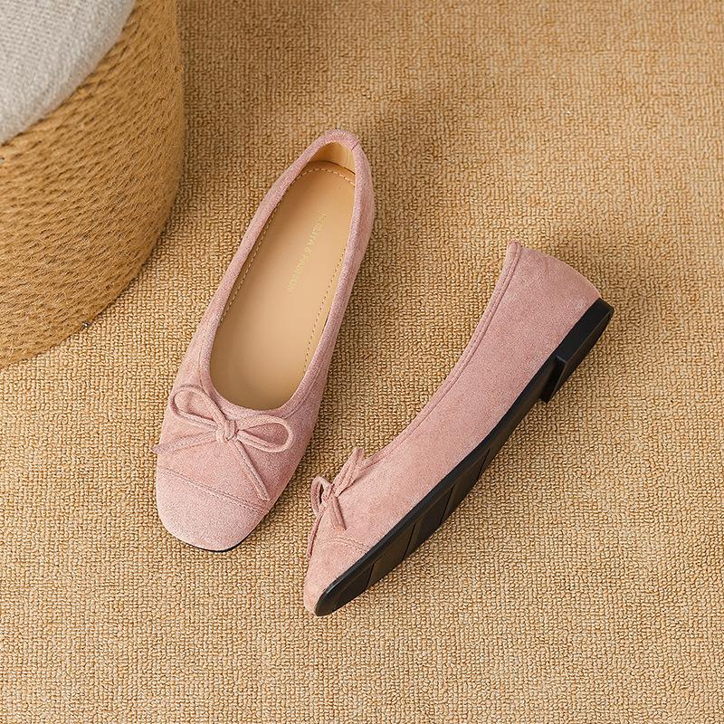 Y791-1 French 2025 Summer Bow Soft-soled Ballet Shoes Versatile Square Head Thick Heel Single Shoes Mary Jane Shoes Women