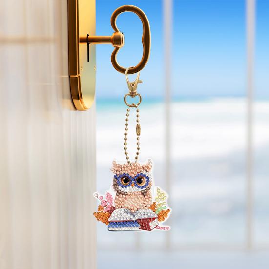 6Pcs Diamond Painting Keychain Cartoon Double Sided Diamond Painting Handmade Gift DIY Lovers Backpacks Walls Windows Decoration