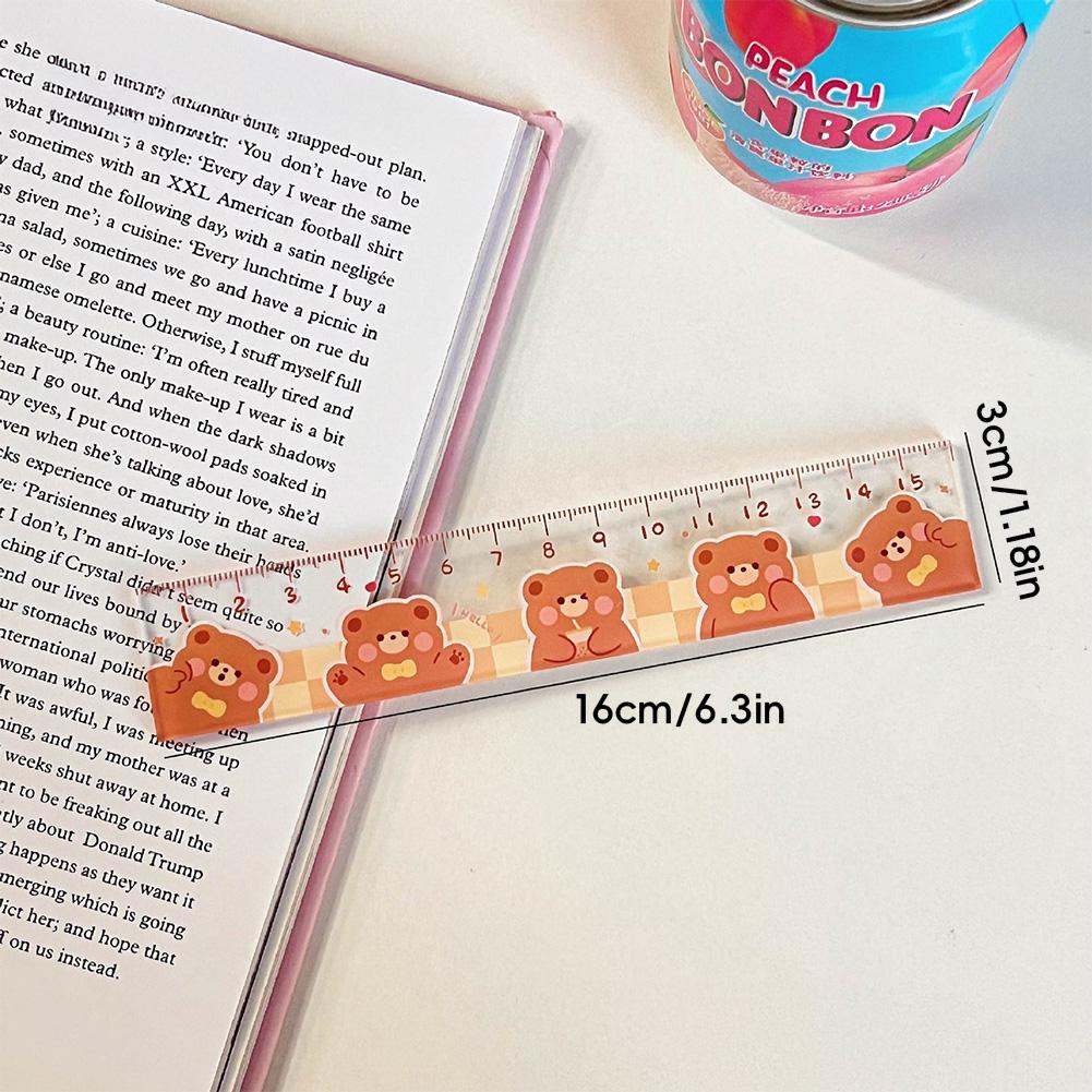 Trendy Ins Ruler Transparent Aesthetic Stationery Scale Creative Kawaii Study Desk Accessory Ruler Back To School Gift