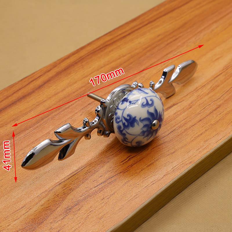 KAK 41mm China Blue and White Porcelain Ceramic Cabinet Handle and Pulls Kitchen Handles Drawer Knobs Furniture Handle and Knobs