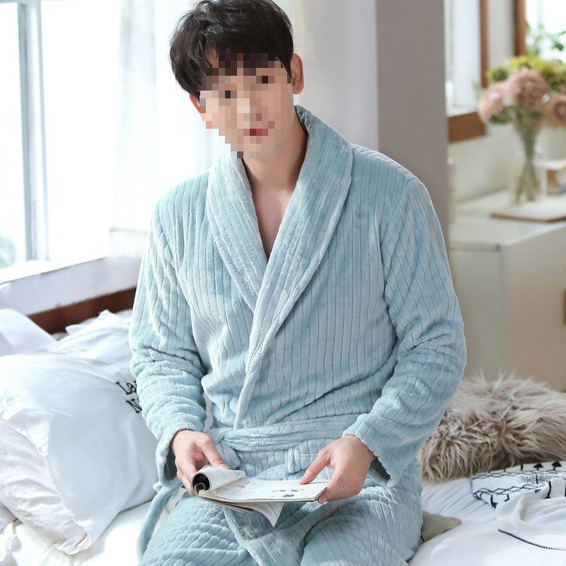 G5Z Couple's Flannel Robe: Thick Coral Fleece Bathrobes for Men & Women