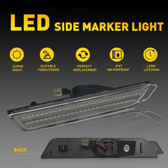 For 2010-2015 Chevy Camaro Front &Rear Reflector White LED Side Marker Lights EA