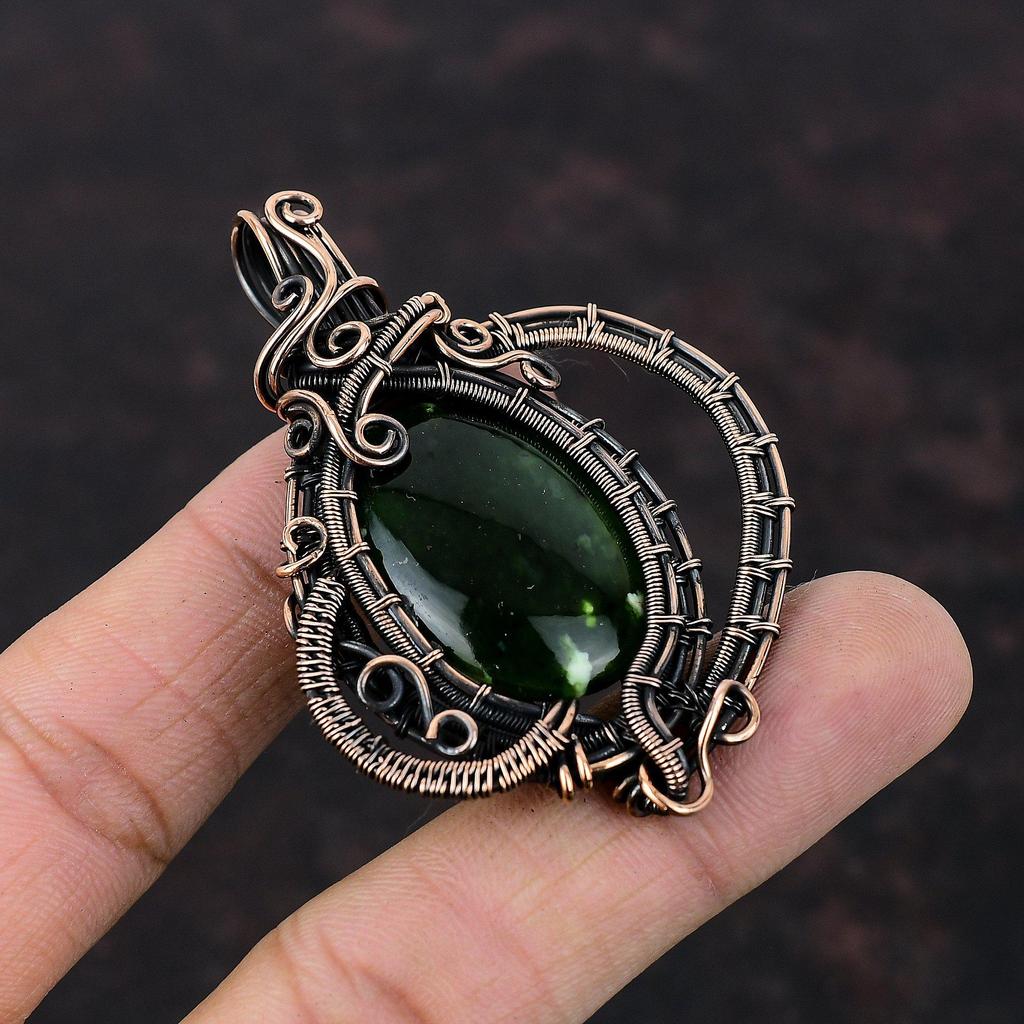 Australian Chrome Chalcedony Pendant Copper Wire Wrapped Gemstone Pendant Wire Wrapped Jewelry Handmade Pendant Copper Jewelry Gift For Her