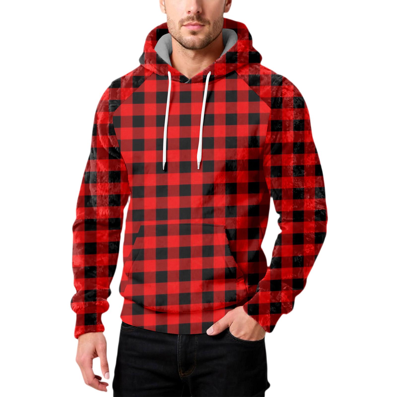 

Men s Fashion Leisure Hooded Hood Plush Long Sleeves Hoodie XL красный