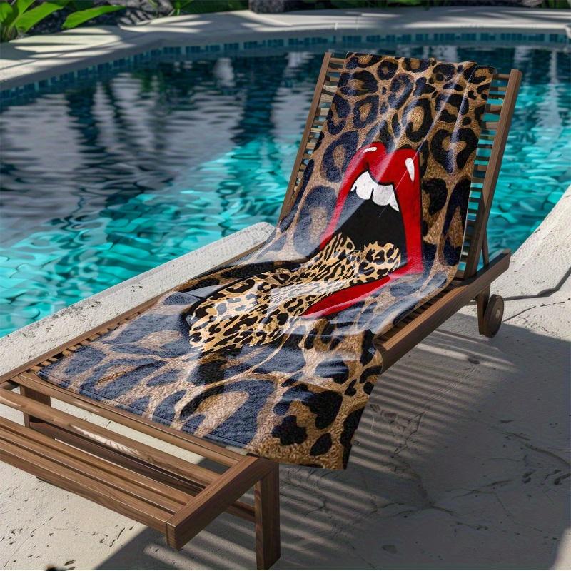 1pc Leopard Lip Print Microfiber Beach Towel - Quick-Dry, Lightweight & Soft, Perfect for Swimming, Gym, Yoga - Ideal Travel