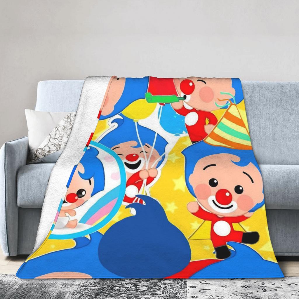 Coperta musicale in pile con disegno animato Payaso P-Plims Coperte calde novelty per coprire la sedia Divano Estate,