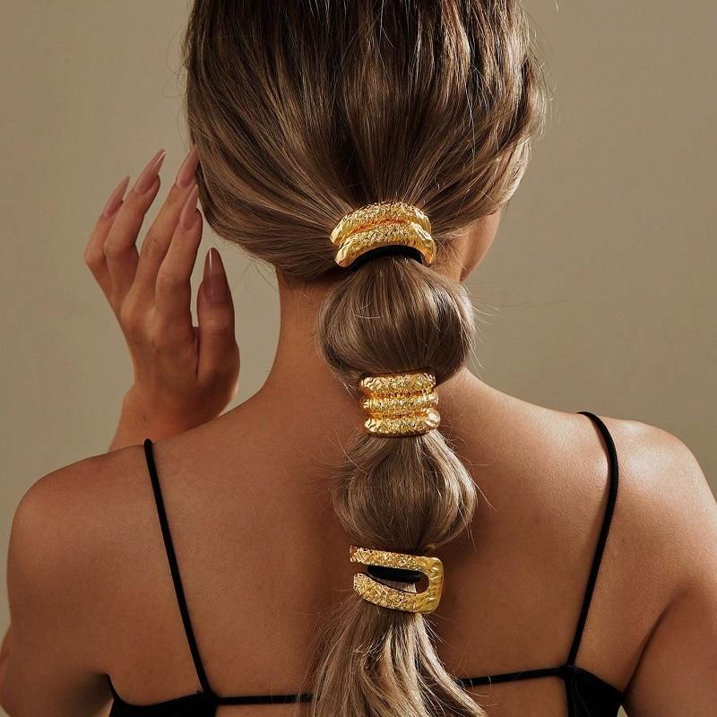 Sale  Metal Irregular Double-Layer Hair Bands Rope Women Headband Elastic Hairband Ponytail Holder Hair Accessories