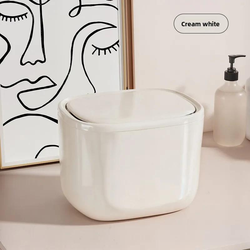 Desktop Trash Can Household Living Room Tea Slag Can Sealed and Partitioned with Larger Diameter Mini Press Storage Bin