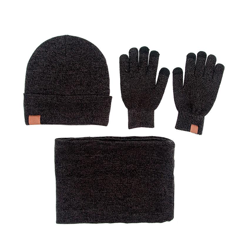 Custom Outdoor Warm Man Acrylic Knitted Winter Beanie Hat Scarf Gloves Set