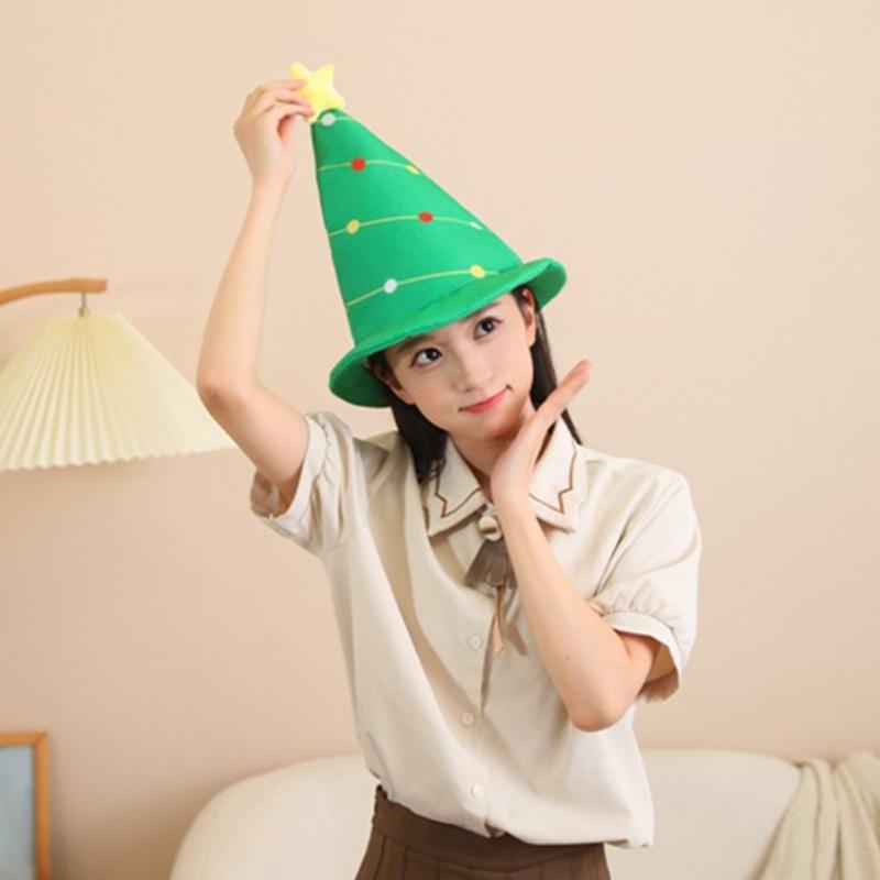 Portable Holiday Christmas Tree Costume Hat with Festival Ornament Comfort Fits for Parties Supplies Home Accessory