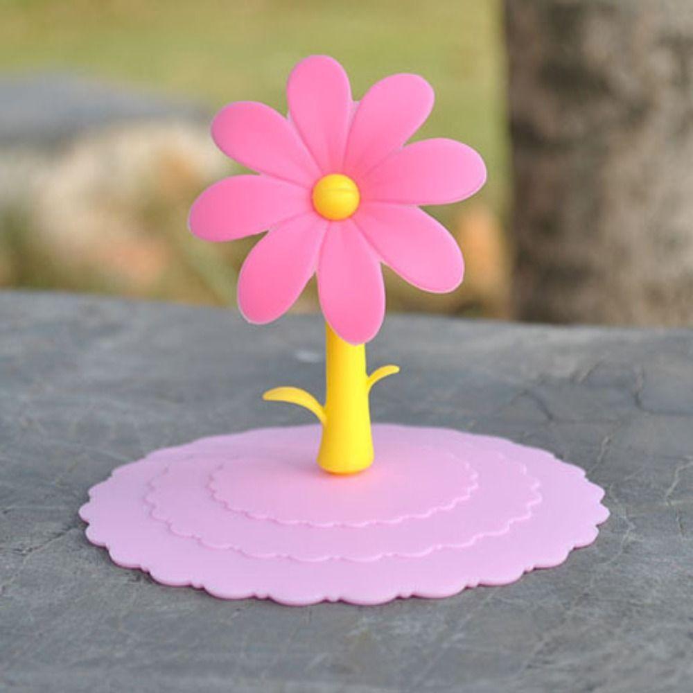 Dustproof Silicone Cup Cover Leakproof Glass Mugs Cap Flowers Adorn Water Drinking Cup Lid Coffee