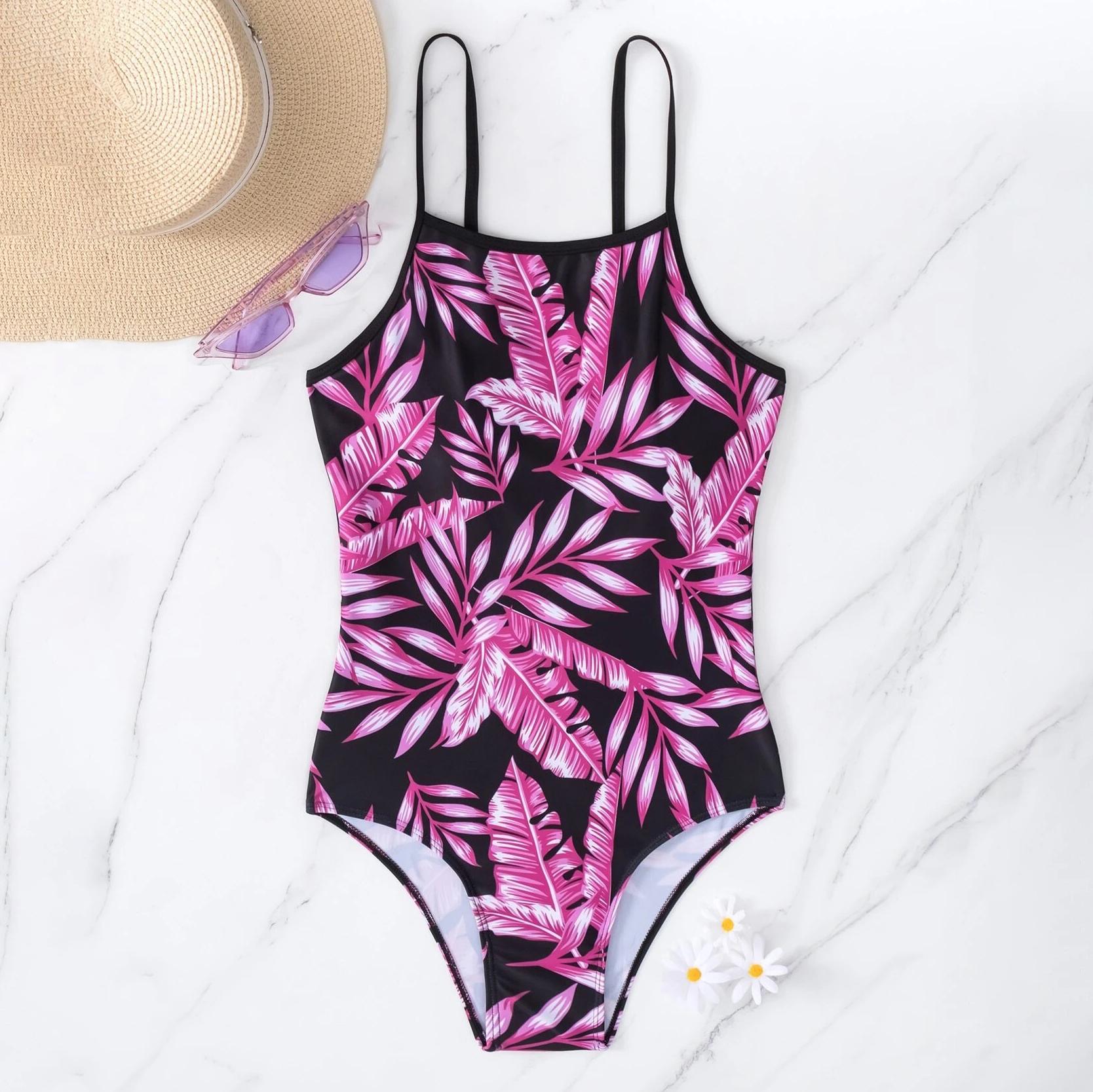 

Купальник женский, цельный комплект с разрезом, с высокой талией, без рукавов, верхняя рубашка, бикини с кулиской и принтом, один XL красный