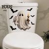 Adesivi Murali Fantasma Carino per Bagno Halloween Coperchio Sedile WC, Scheletro Fessura 3D Spaventoso Decorazioni Creative Serbatoio Adesivi Coperchio, Impermeabile