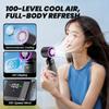 Handheld Mini Ice Compress Turbofan with Lanyard LED Digital Display Quite and High-Speed USB Rechargeable Air Cooling Fans