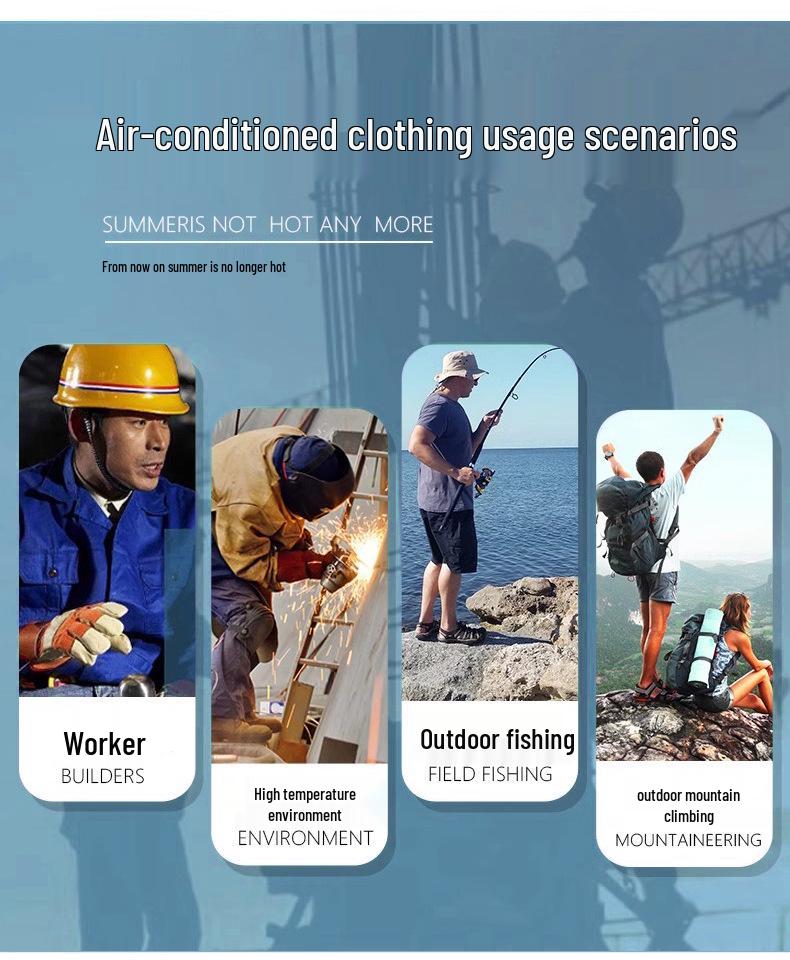 Cooling Air Conditioning Vest with Fan: Sun Protection Short Sleeve for Outdoor Heatstroke Prevention