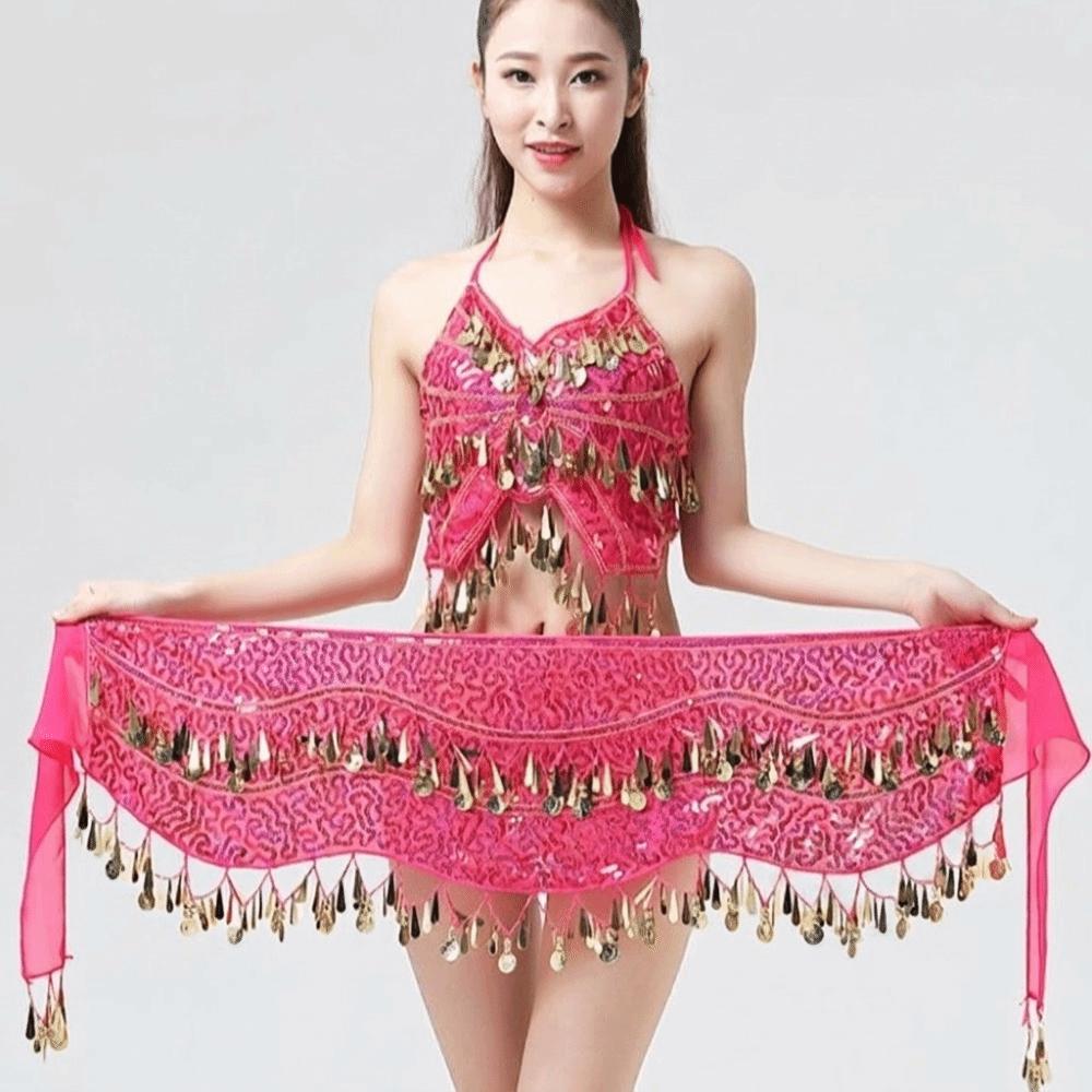 Glitter Sequins Belly Dance Waist Chain Hollow Bellydance Coins Belt Hip Scarf Skirt  Ladies