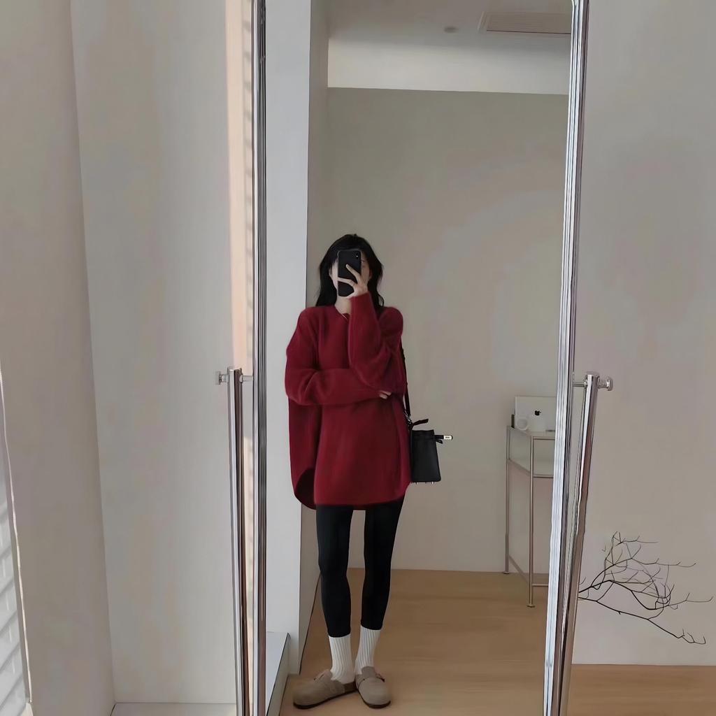 Arctic Velvet Plus Size Women's Knit Sweater - Thickened Mid-Length Solid Autumn/Winter Base Layer Top