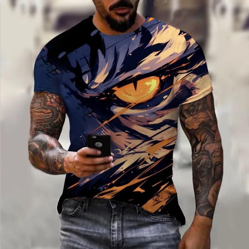 Fashion Men's Crew Neck Short Sleeve 3D Casual Color Printing Casual Short Sleeve Crew Neck T-Shirt