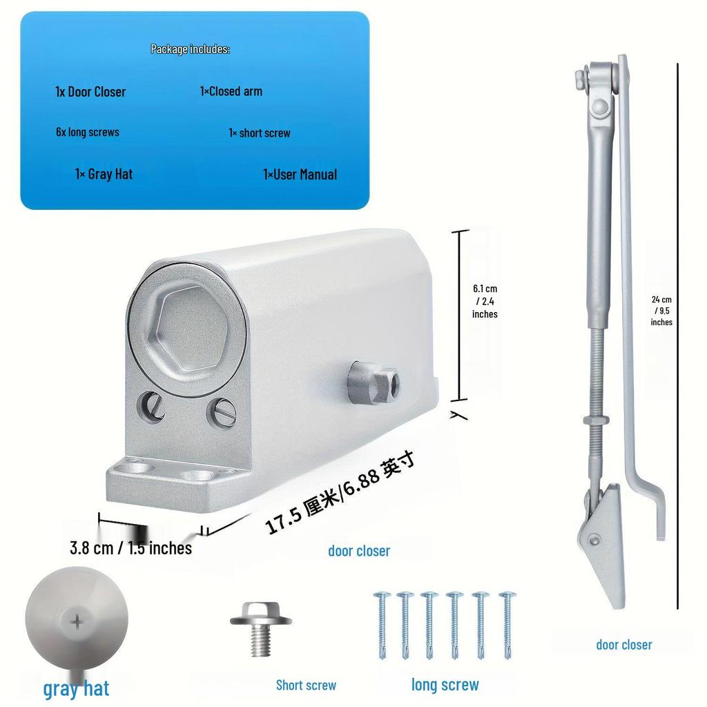 Silent Hydraulic Door Closer 45-65kg for Fireproof and Home Doors