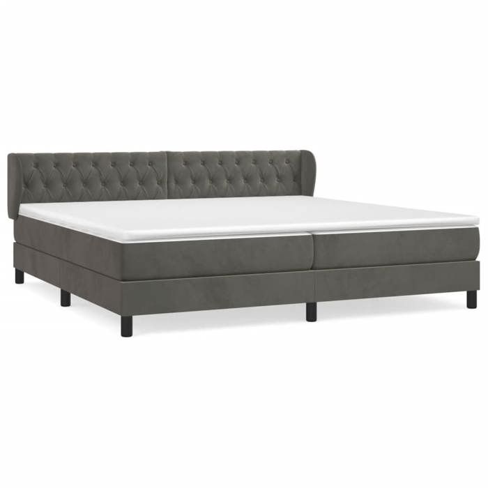 3127692 vidaXL Lit à sommier tapissier et matelas Gris foncé 200x200cm Velours