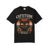 Cattitude Cat Illustration T-shirt | Retro Sunset, Sunglasses, Floral