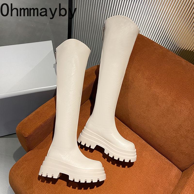 Winter Fashion Elastic Slim Women Long Over The Knee Boots Street Style Platform Thick Bottom Party Stripper Female Shoes