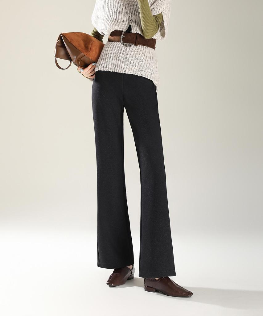 Women's Retro Black Bootcut Denim Pants - Winter Thickened, Casual, Slimming, Versatile, and Loose Fit.