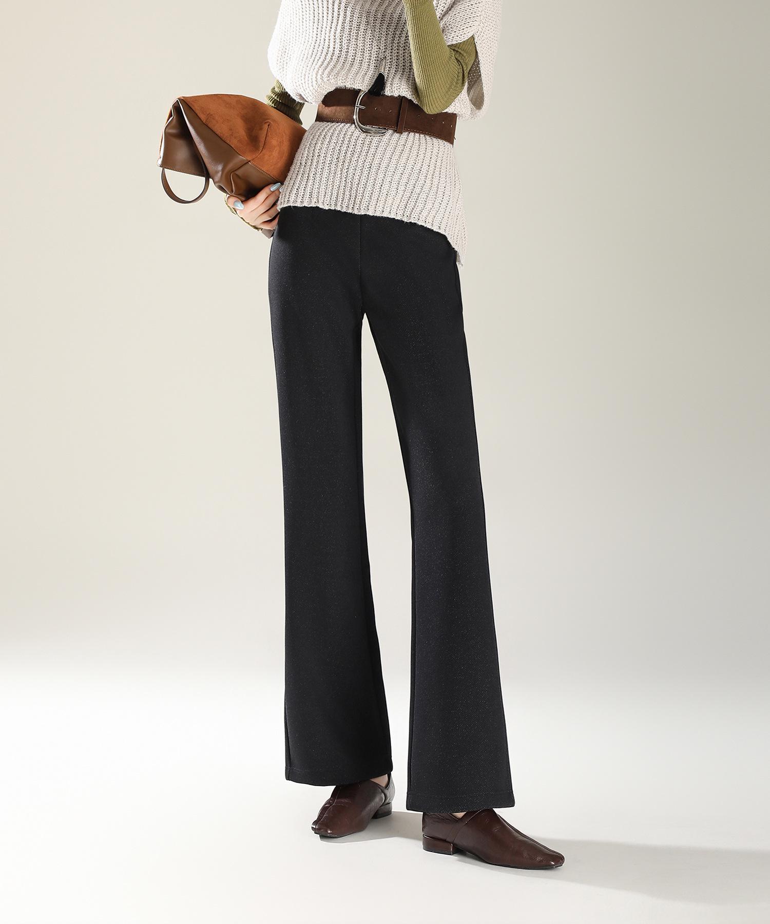 

Women s Retro Black Bootcut Denim Pants - Winter Thickened, Casual, Slimming, Versatile, and Loose Fit. L (42.5-50 kg) чорний