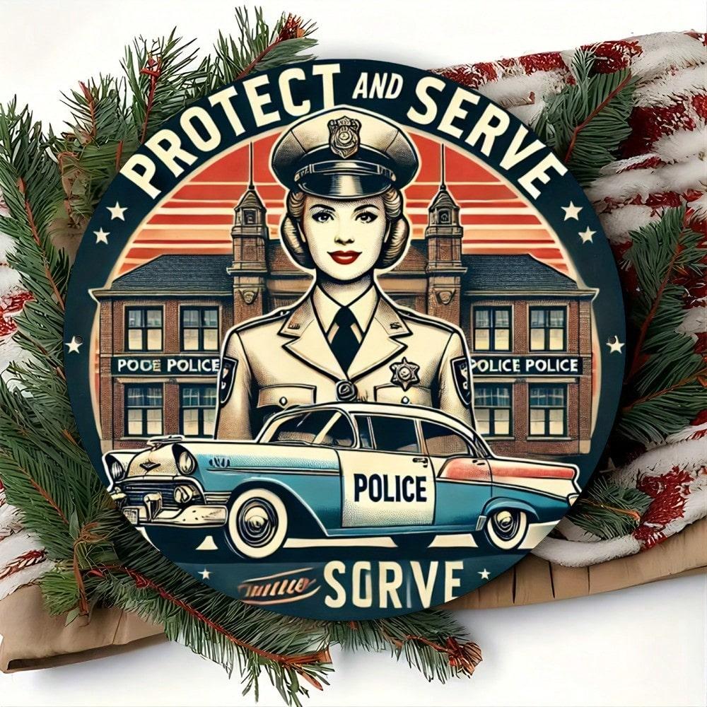 

Vintage Police Tin Wall Art Sign 8x8 Inch Retro Metal Plaque Home Decor 20x20