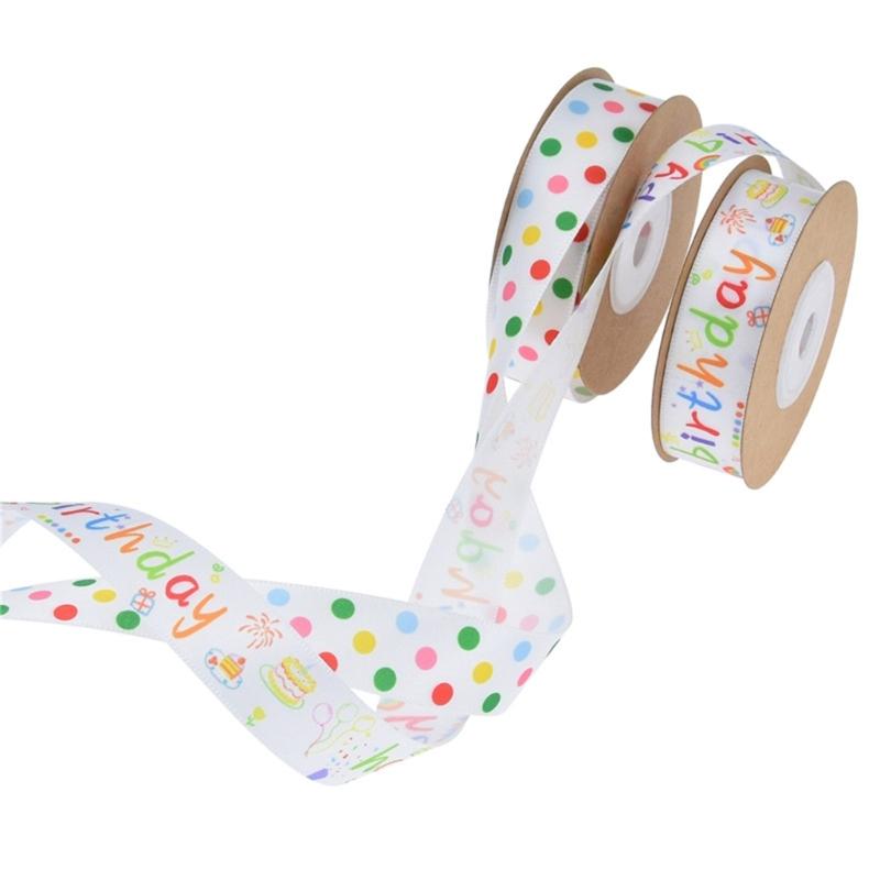 Handgemachtes Schleifenband Happy Birthday Schleifenband Geschenkband zum Basteln DIY Nähprojekt Haarschleifen Kuchendekorationen