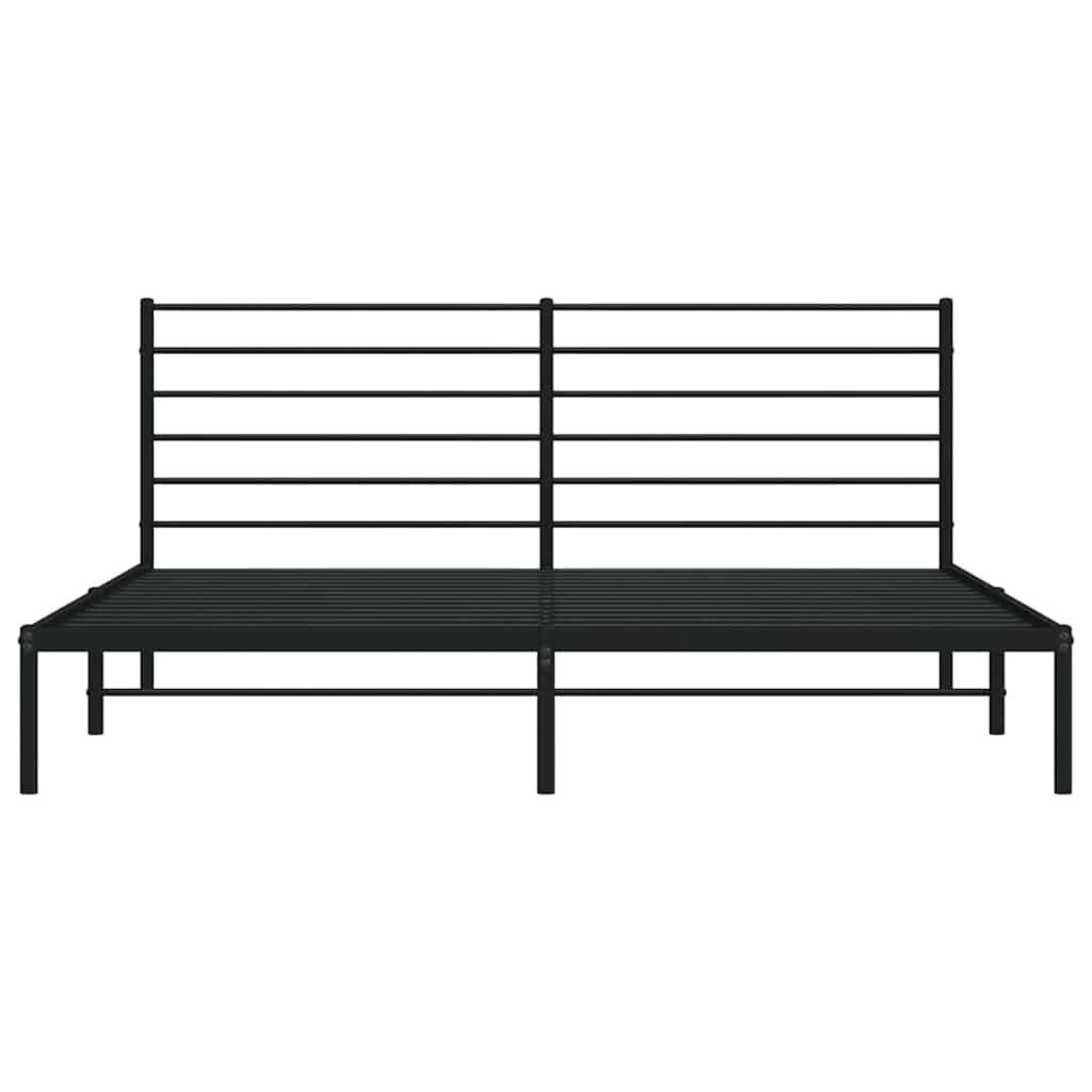 Metal Bed Frame with Headboard Black 200 x 200 cm
