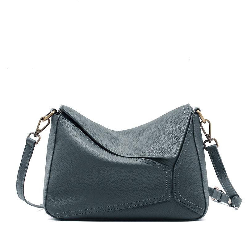 First layer cowhide bag women's new high-end retro commuter geometric bag genuine leather women's bag shoulder messenger bag