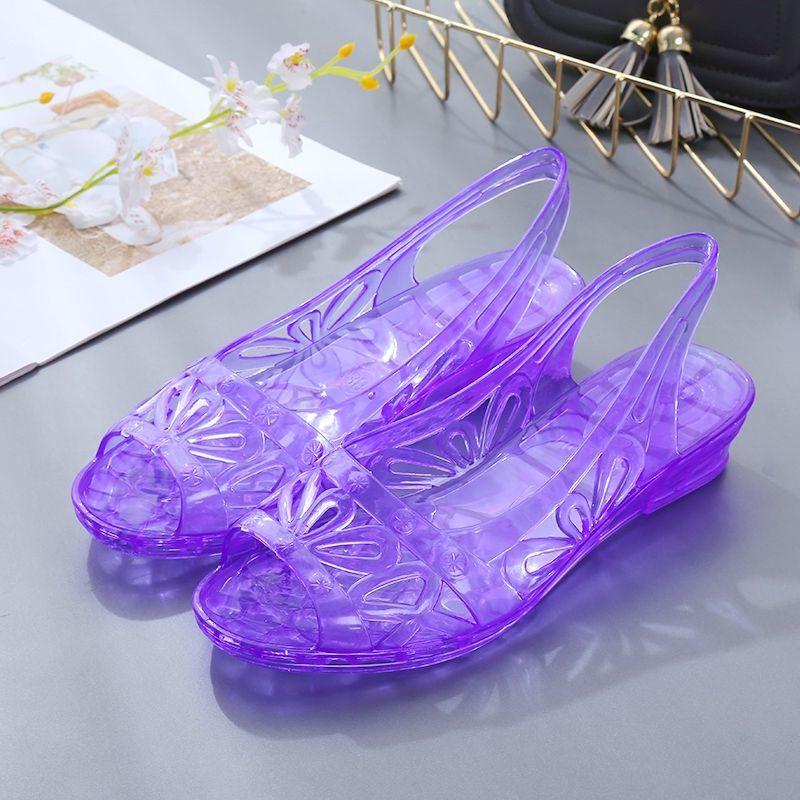 

Женская летняя одежда Хрустальные сандалии Мода Универсальная противоскользящая одежда Желе Прозрачные сандалии