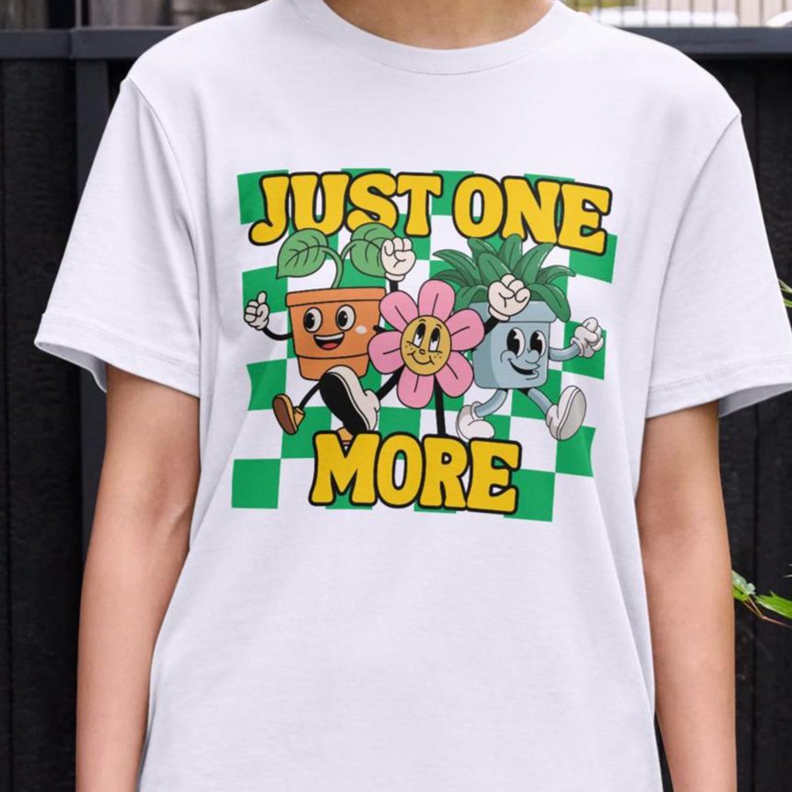 Just One More Plant Shirt, Retro Graphic Design, Plant Shirt, Gardening Gift, Gardening Shirt, Plant Mom, Plant Lady, Gardening Lover Gift S