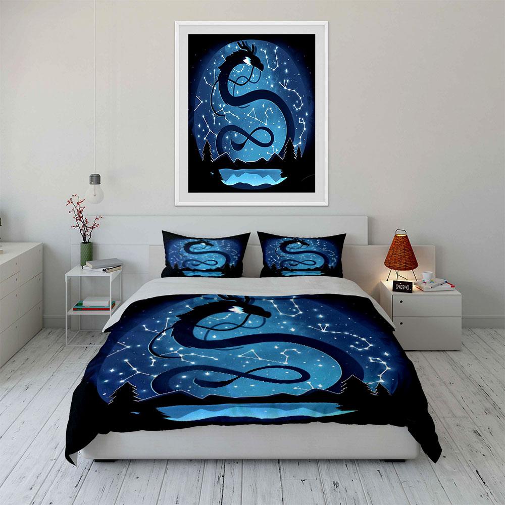 Dragon Constellation Night Decor Set Soft Comfortable Duvet Cover Bedding Set Included 1*Duvet Cover & 2*Pillowcases, Gift