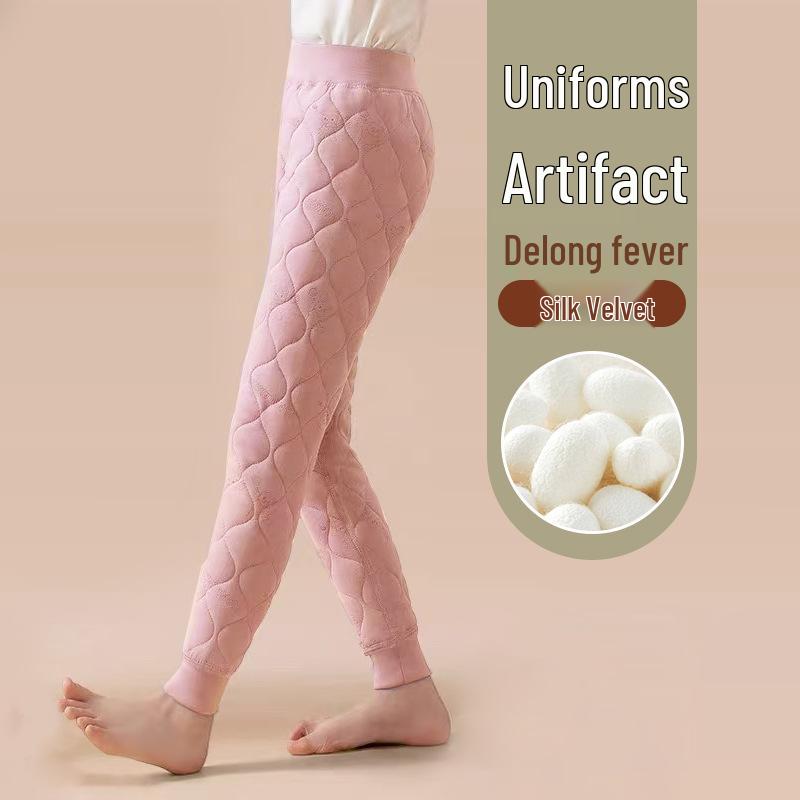 Pantaloni Termici de Bumbac pentru Uniformă Școlară pentru Băieți și Fete - Îngroșați pentru Toamnă și Iarnă