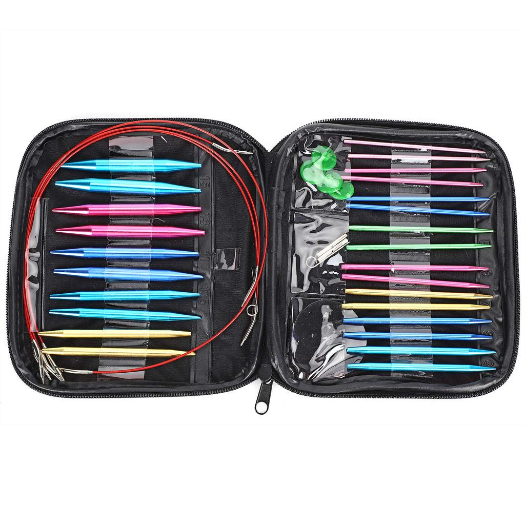 Circular Needle Knitting Knitting Aluminum Knitting Handmade Set with PU Knitting Needles and Knitting Needles Set, Set, Needles, Needles, Anti-rust,