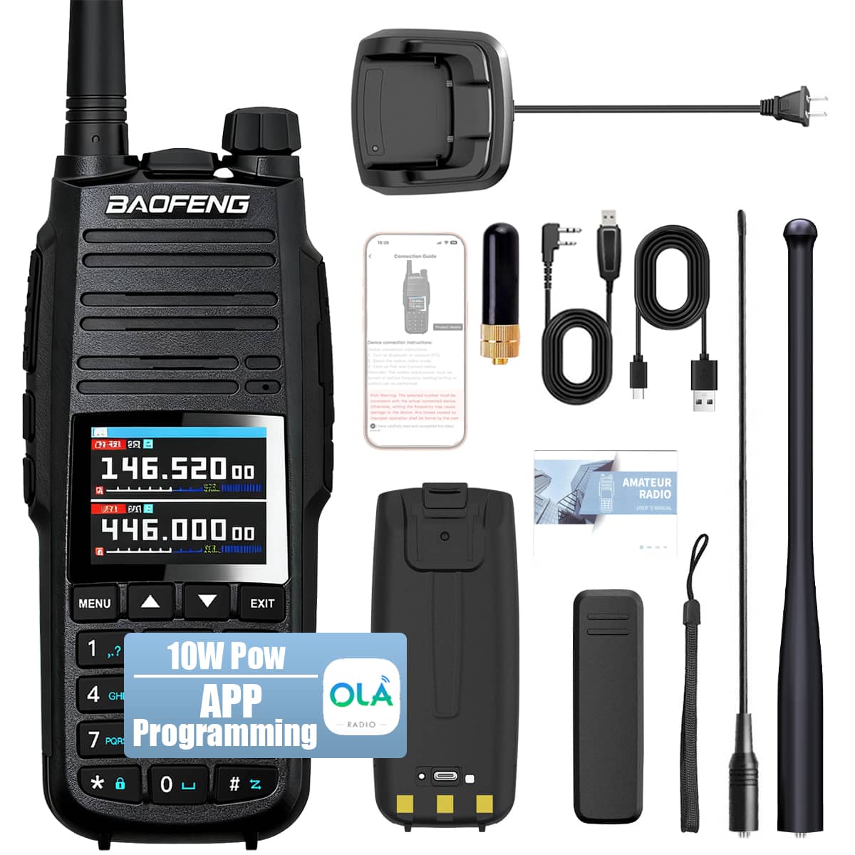 Baofeng UV29 Pro Amateurradio 10W Drievoudige Kracht Luchtvaartband Ontvangst Cross-Band Repeater Bluetooth Frequentie Schrijven Type-C Opladen Walkie Talkie US geel