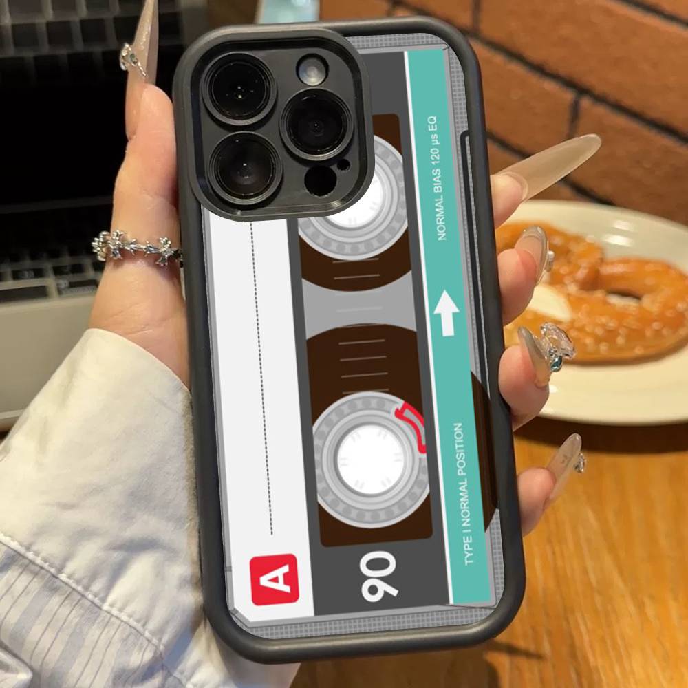 Vintage Cassette Tape Retro Phone Case For iPhone 17 16 15 14 13 12 11 Pro Plus Max Soft TPU Ladder Lens Protection Soft Cover