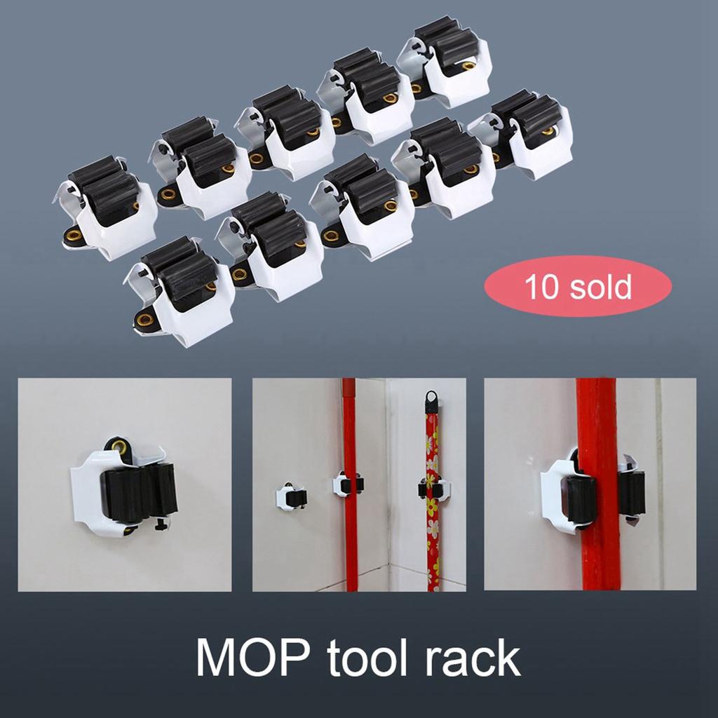 10PCS Kitchen Mop Broom Holder Wall Mounted Organizer Brush Storage Hanger Tool